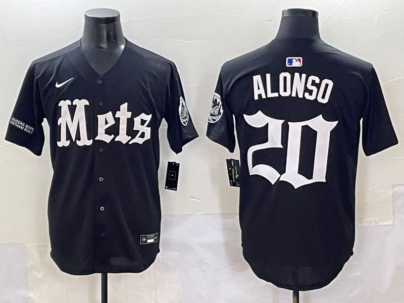 Men 2025 New York Mets #20 Alonso Black Five generations Joint Name Nike MLB Jersey style 12->new york mets->MLB Jersey